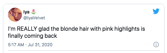 blonde hair with pink highlights funny tweet