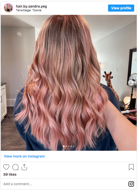 pink balayage color instagram post